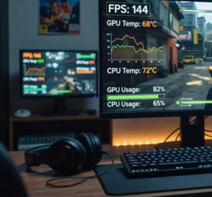 Wykresy FPS i temperatury podzespołów podczas gry